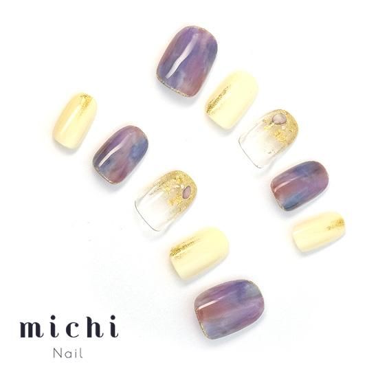 パープル ニュアンス ネイルチップ パープル ニュアンスミラーフラワーネイルチップ ネイルチップ（つけ爪