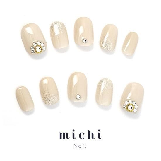 ミルキーベージュのシンプルネイル- ネイルチップ専門店ミチネイル