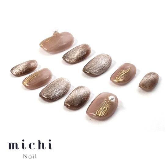 キャラメルニュアンス ネイルチップ ニュアンスミラー×ギャラクシーネイル- ネイルチップ専門店