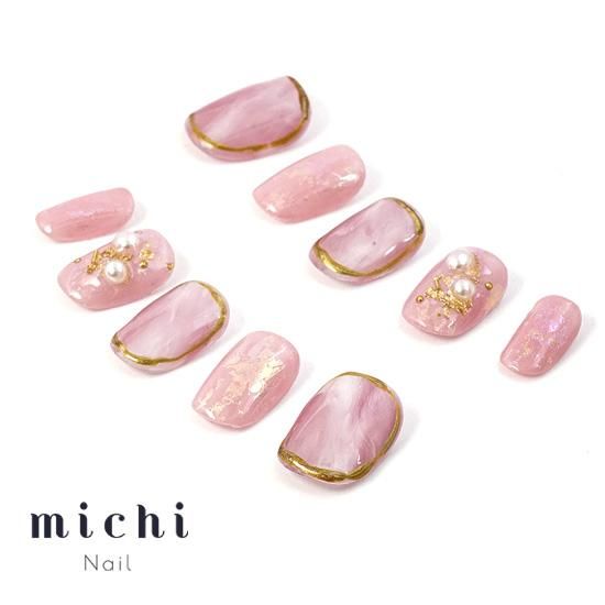 大人ピンクの奥行きちゅるんネイル- ネイルチップ専門店ミチネイル