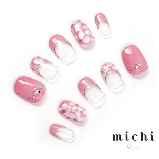 ガーリーフラワーフレンチネイル- ネイルチップ専門店ミチネイル