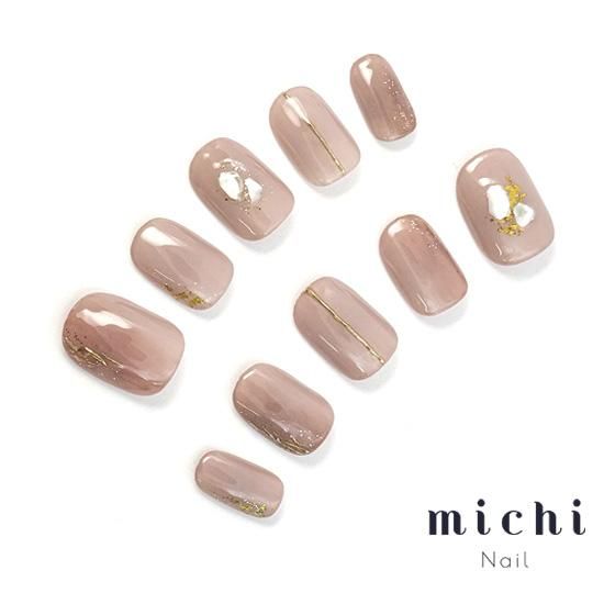 グレージュ×ミラーの上品ニュアンスネイル- ネイルチップ専門店ミチネイル