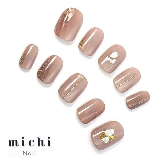 グレージュ×ミラーの上品ニュアンスネイル- ネイルチップ専門店ミチネイル