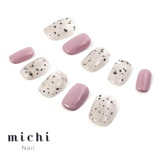 モーブピンクのダルメシアンネイル- ネイルチップ専門店ミチネイル