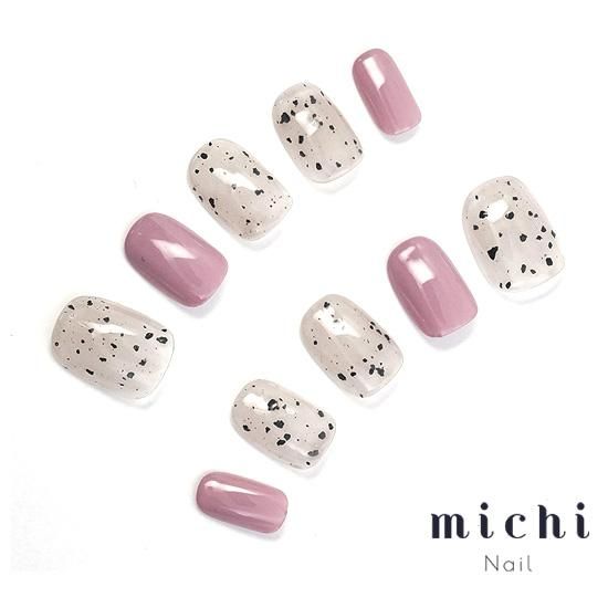 ダルメシアンピンク ネイルチップ モーブピンクのダルメシアンネイル- ネイルチップ専門店ミチネイル