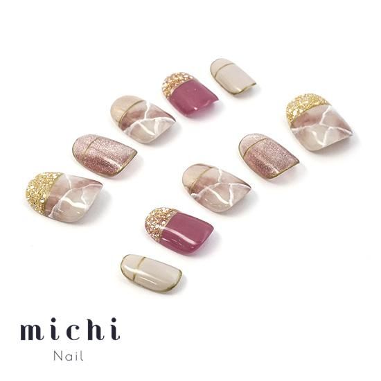 大理石とマグネットのフレンチニュアンスネイル- ネイルチップ