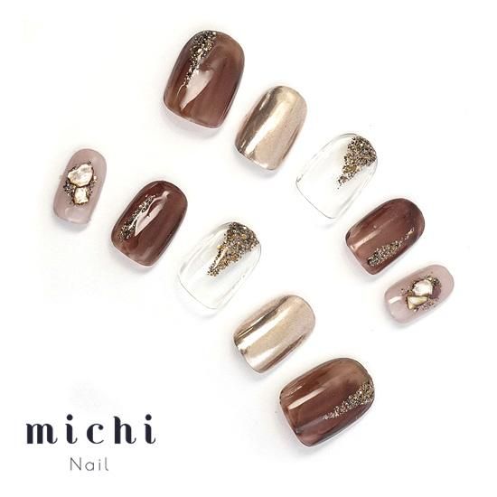 【サイズオーダー用】ニュアンスネイル　ネイルチップ ブラウン ブラウンニュアンスネイル ネイルチップ（つけ爪） hachi nail 通販