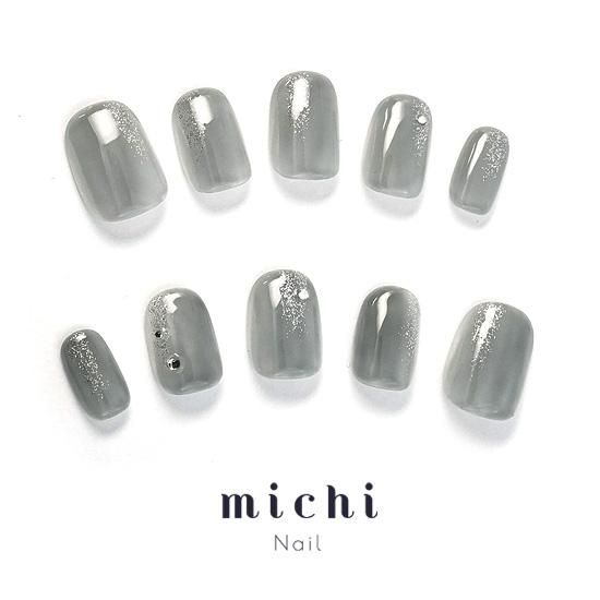 スモーキーブルーのシンプルネイル- ネイルチップ専門店ミチネイル