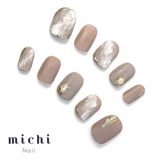 グレージュ ニュアンス♡ネイルチップ グレージュとオフホワイトのニュアンスネイル - ネイルチップ