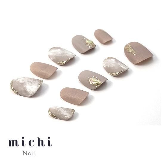 グレージュマーブルのニュアンスネイル- ネイルチップ専門店ミチネイル