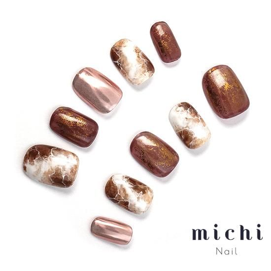 ブラウン大理石上品ネイル- ネイルチップ専門店ミチネイル