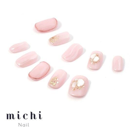 ベビーピンクのきらきらニュアンスネイル- ネイルチップ専門店ミチネイル