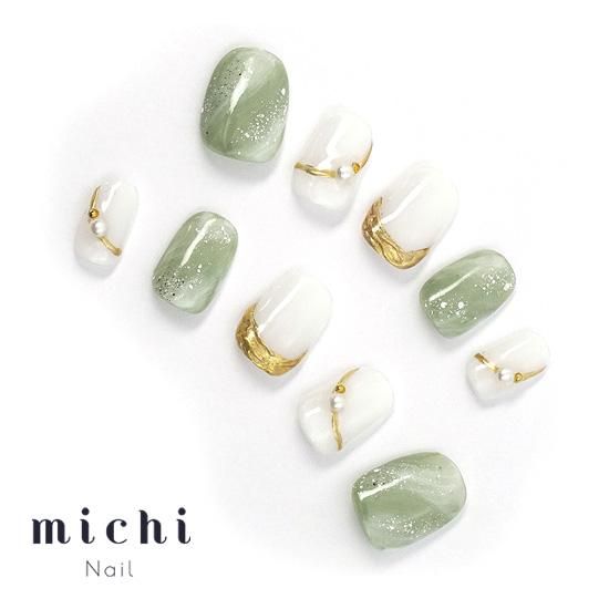 【サイズオーダー】ニュアンスネイル　ネイルチップ　くすみグリーン 人気】くすみグリーンのもやもやニュアンス♡ /ネイルチップ