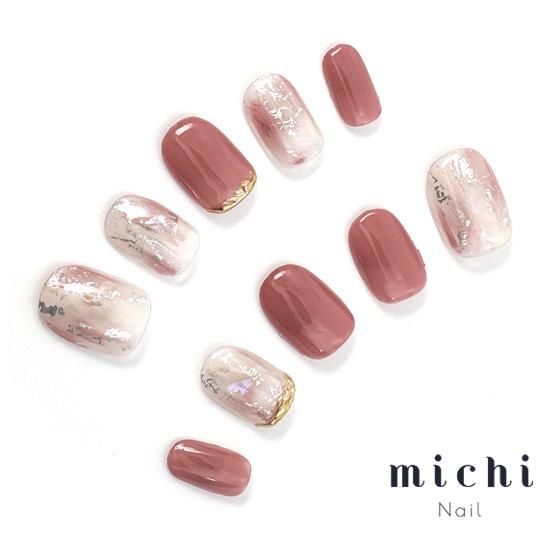 アーモンドピンクニュアンスネイル- ネイルチップ専門店ミチネイル