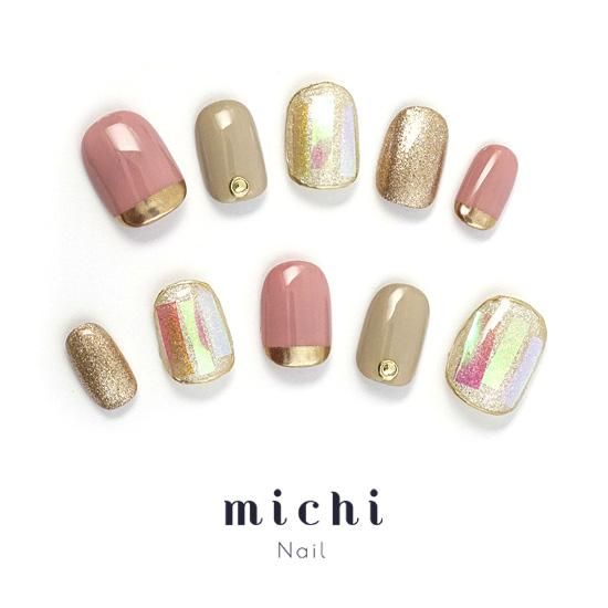 上品カラーのオーロラ夏ネイル- ネイルチップ専門店ミチネイル