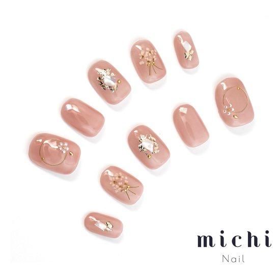 オーガニックローズのワイヤーと押し花のブーケネイル- ネイルチップ