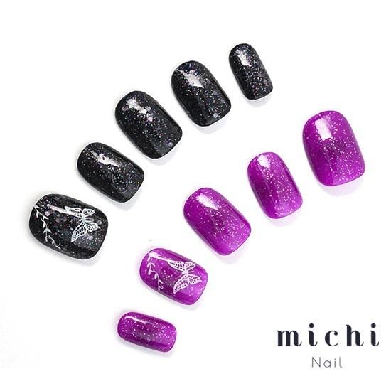 昼夜を舞う蝶ネイル- ネイルチップ専門店ミチネイル