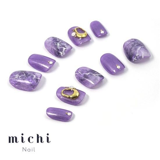 パープル大理石ネイル- ネイルチップ専門店ミチネイル