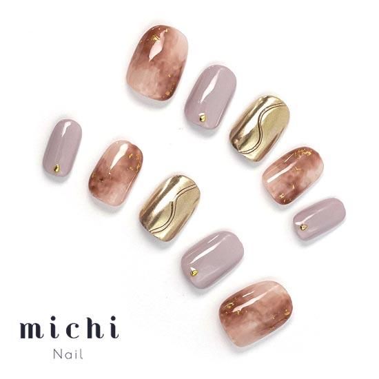 3color ニュアンス ネイルチップ くすみカラー×ゴールドの上品ニュアンスネイル- ネイルチップ