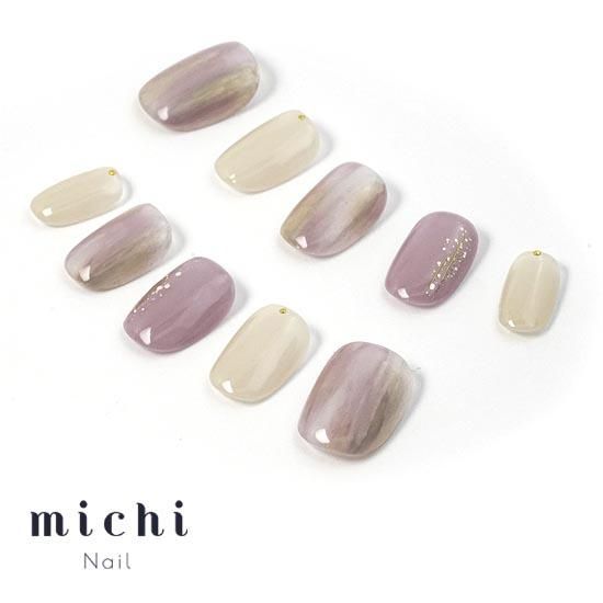 くすみパープル塗りかけネイルチップ くすみパープルシェルネイル- ネイルチップ専門店ミチネイル