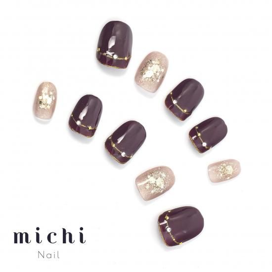 ダークパープルのアクセサリーネイル- ネイルチップ専門店ミチネイル