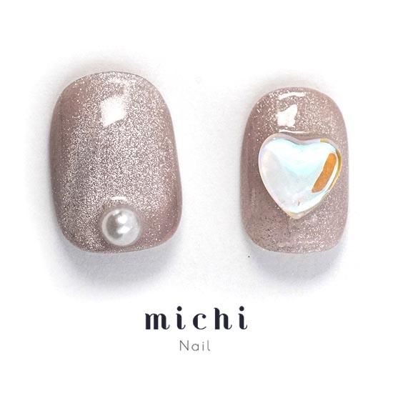 ベージュマグネット×パール ネイルチップ ベージュマグネットグラデ パール ネイルチップ【ニュアンス綺麗