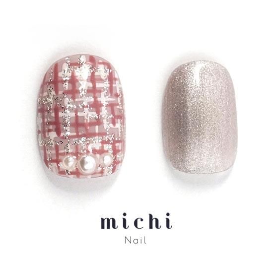 くすみカラーのツイードネイル- ネイルチップ専門店ミチネイル