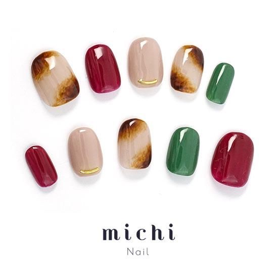 秋カラーのタイダイネイル- ネイルチップ専門店ミチネイル