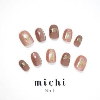 ミルキーニュアンス ネイルチップ ミルキーとスモーキーブラウンのニュアンスネイルチップ(517