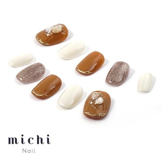 キャメル×箔 ネイルチップ 0_2148a8252297cfae6407a4633ade