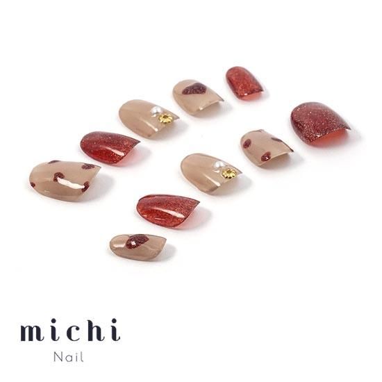 キラキラレッドのぷっくりハートネイル- ネイルチップ専門店ミチネイル