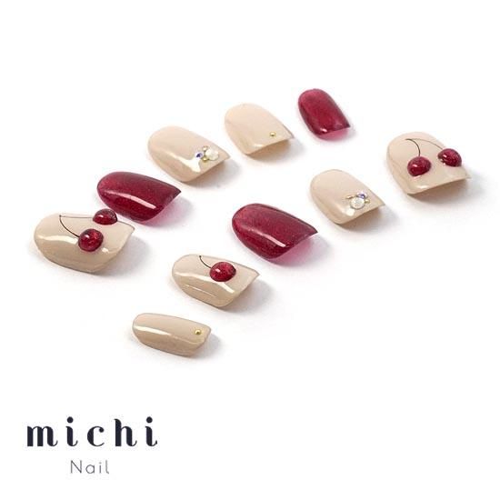 ネイルチップ オーダー さくらんぼ フルーツ ぷっくり ガーリー マグネット ネイルチップ さくらんぼ/マグネット/ぷっくり/ピンク/ガーリー