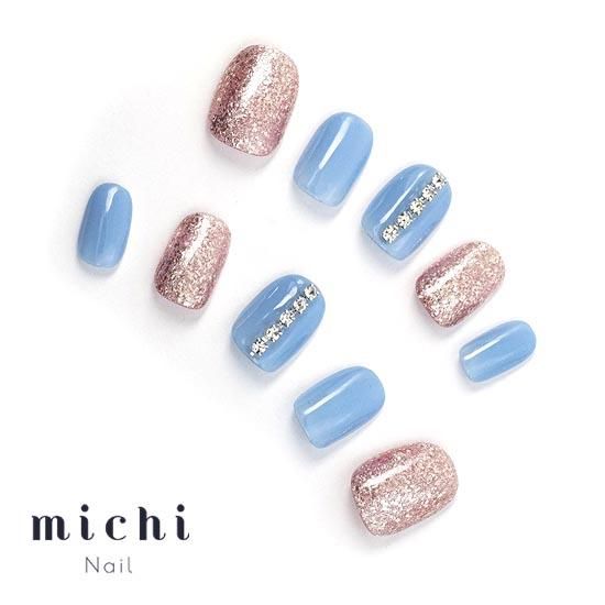 ダスティブルー×ジュエリーネイル- ネイルチップ専門店ミチネイル