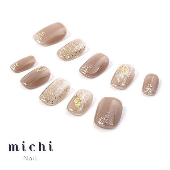 モカ ネイルチップ サイズオーダー】モカブラウンの上品猫ネイルチップ ネイルチップ