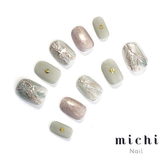 天然石ネイル ニュアンスネイル ミラーネイル ネイルチップオーダー ニュアンス天然石ネイル- ネイルチップ専門店ミチネイル