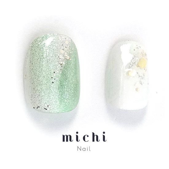 ミントグリーンの爽やかネイル- ネイルチップ専門店ミチネイル