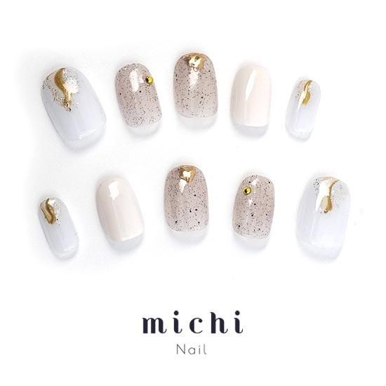 ホワイト＆サンドジェルニュアンスネイル- ネイルチップ専門店ミチネイル
