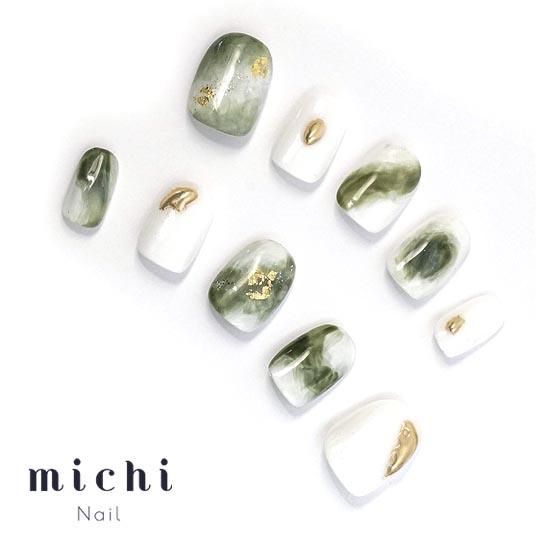 抹茶ラテ風ニュアンスネイル- ネイルチップ専門店ミチネイル