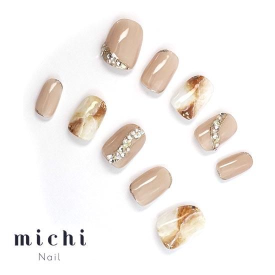 ニュアンス×シェルラインアートネイル- ネイルチップ専門店