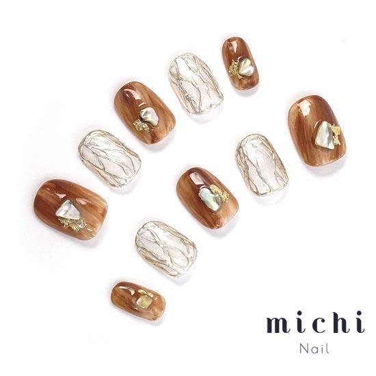 ブラウンニュアンスミラーネイル- ネイルチップ専門店ミチネイル