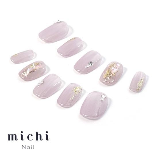 グレイッシュパープルの上品ニュアンスネイル- ネイルチップ専門店