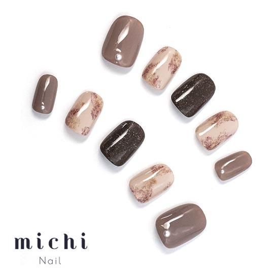 ココアブラウンのふんわりファーネイル- ネイルチップ専門店ミチネイル