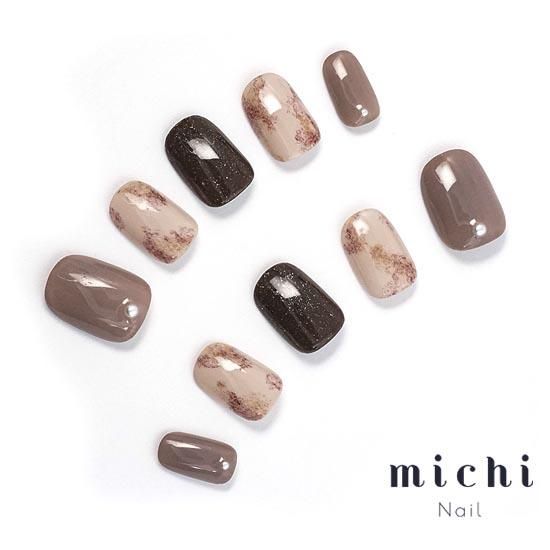 モカ ネイルチップ ココアブラウンのふんわりファーネイル- ネイルチップ専門店ミチネイル