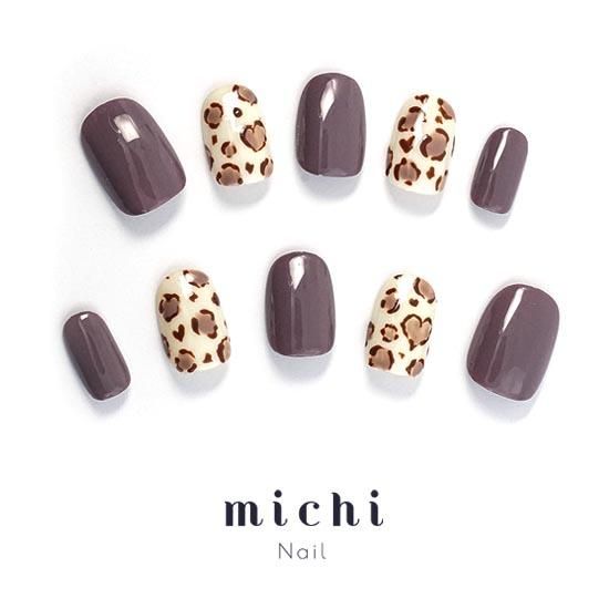 シンプルヒョウ柄ネイル- ネイルチップ専門店ミチネイル