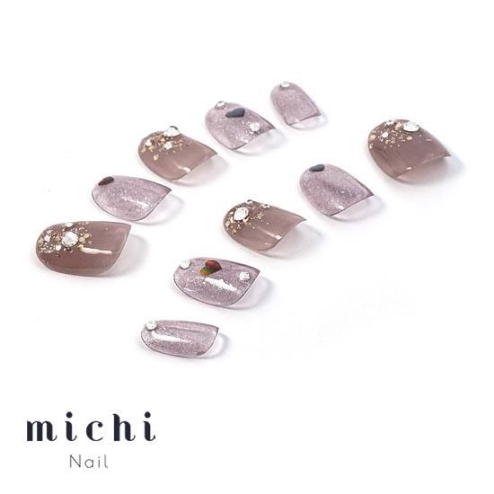 ブラウンハート×ラメ ネイルチップ ハートホロブラウンラメネイル- ネイルチップ専門店ミチネイル