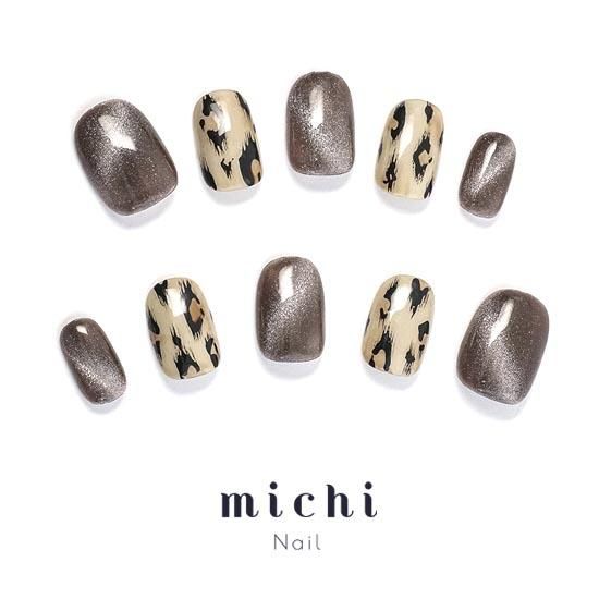 ヒョウ柄マグネットネイル- ネイルチップ専門店ミチネイル
