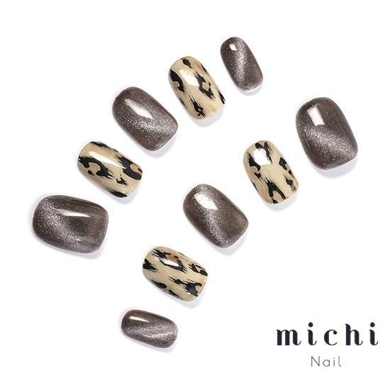 オーダーネイルチップNo.76 レオパード柄 大人可愛い マグネットベース