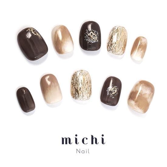 カフェラテ風ニュアンスネイル- ネイルチップ専門店ミチネイル