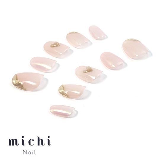 オーロラピンクのぷっくりハートネイル- ネイルチップ専門店ミチネイル