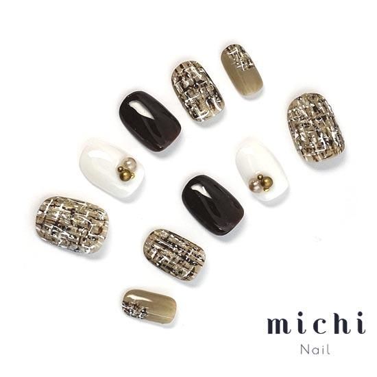 オーダーネイルチップ　ツイードニュアンスブラウンワンホンハート推しno.62 e93fc8e5d2208246a666466f7780e6